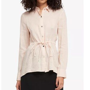 DKNY Linen Tie-Waist Blouse